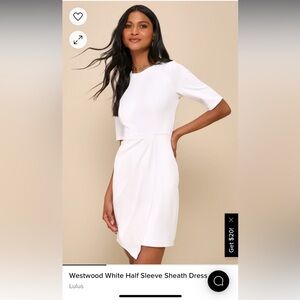 Lulus. Quarter sleeve white dress. Size medium.